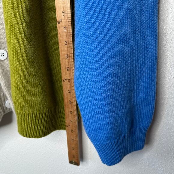 The Elder Statesman Tan Blue Green Block & Spiral Cashmere Cardigan L - Picture 15 of 15